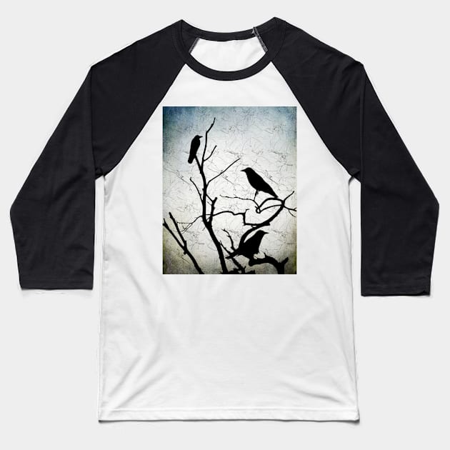 Crow Birds on Tree Bird 91 Baseball T-Shirt by artbylucie